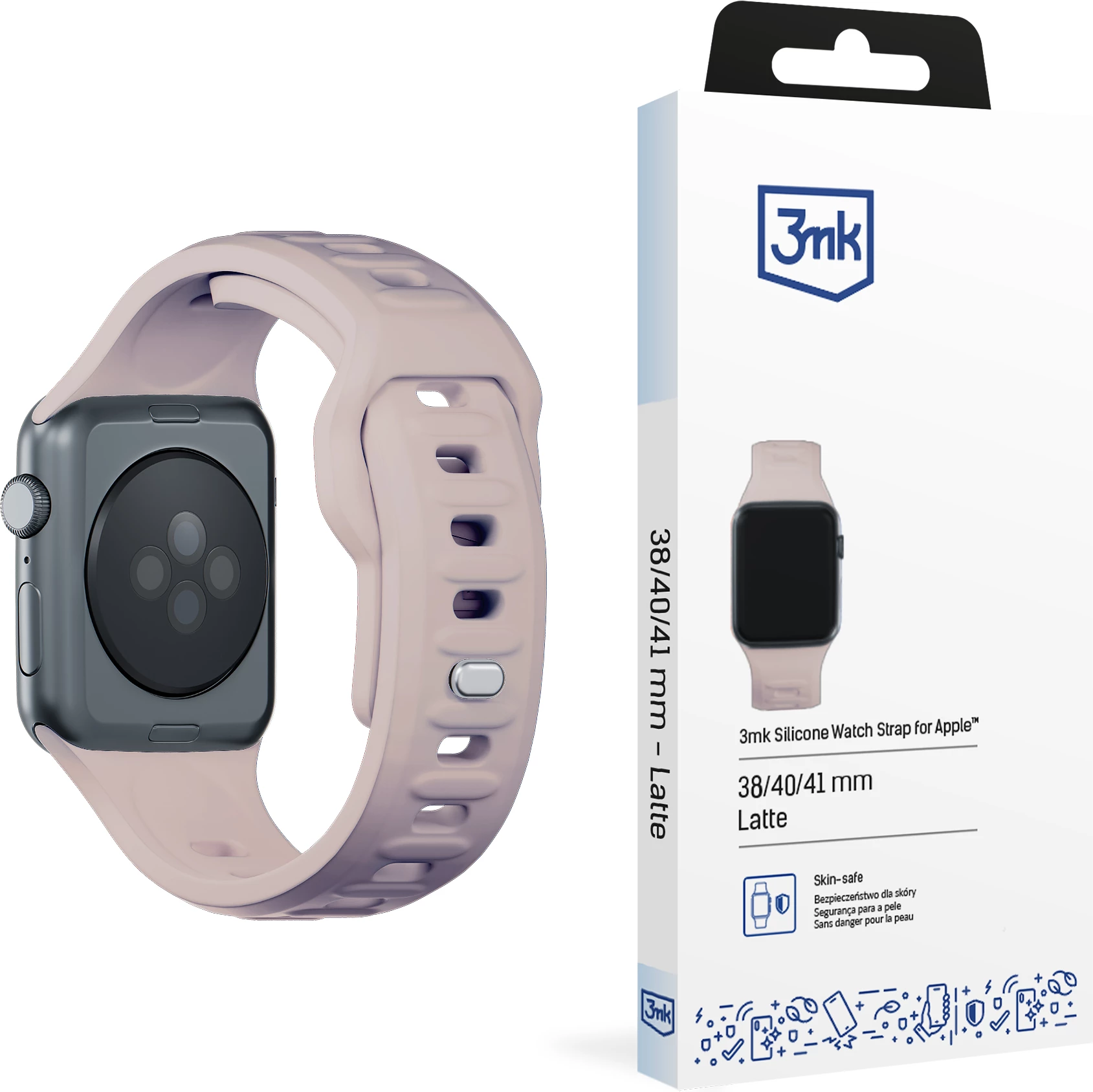 Rrip silikoni për Apple Watch 3mk, 38/40/41mm, bezhë