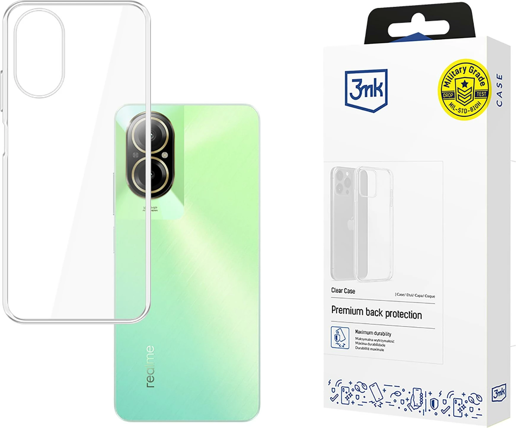 Mbështjellës 3mk Protection Clear Case për Realme C67, transparent