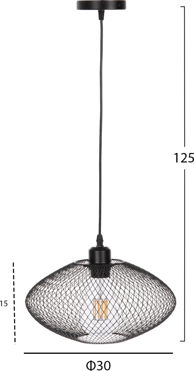Llambë varëse tavani, rrjetë metali e zezë, FH4094, Φ30x125H cm
