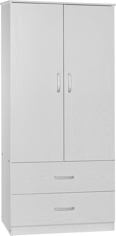 Dollap Zelia me 2 dyer dhe sirtarë, ngjyrë e bardhë, 79x42x180cm