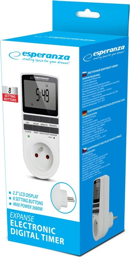 Timer elektronik digital Esperanza ELA101, i bardhë