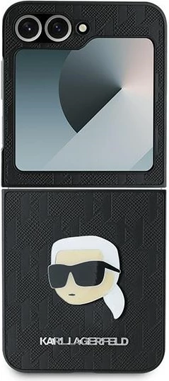 Mbështjellës Karl Lagerfeld Saffiano Monogram Head Pin për Samsung Galaxy Z Flip 6, i zi