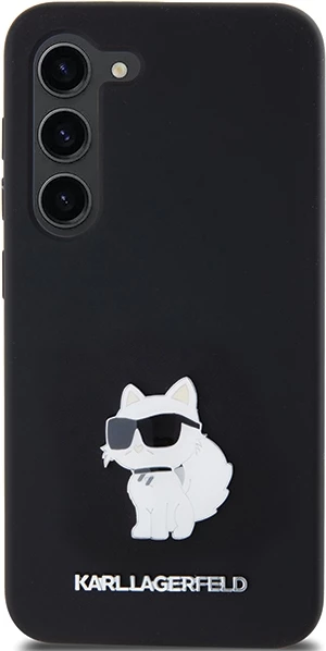 Mbështjellës Karl Lagerfeld Silicone Choupette Metal Pin për Samsung Galaxy S23, i zi