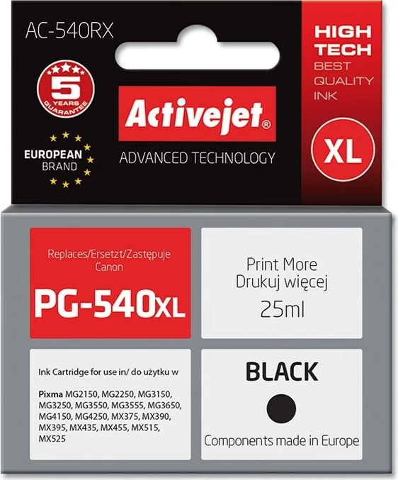 Toner zëvendësues Activejet AC-540RX për printer Canon, 25ml, i zi