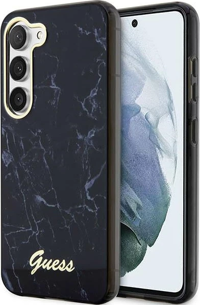 Mbështjellës Guess Marble për Samsung Galaxy S23+ S916, i fortë, i zi
