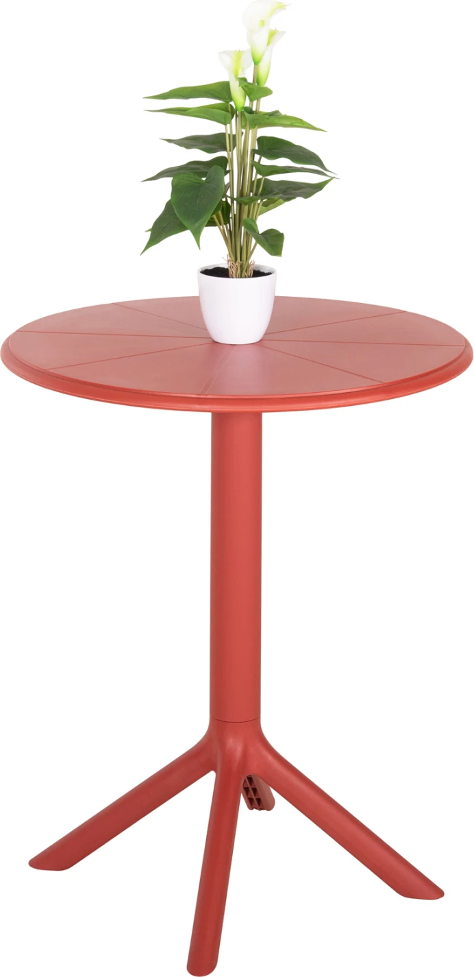 Tavolinë e rrumbullakët polipropileni, ngjyrë e kuqe, TERRIN FH6124.16, Φ61x77Hcm