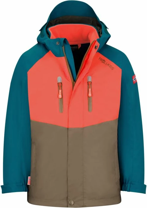 Jakne 3-në-1 për fëmijë Trollkids, e gjelbër-portokalli