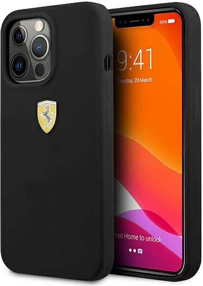Mbështjellës Ferrari FESSIHCP13XBK për iPhone 13 Pro Max 6.7", silikon, zi