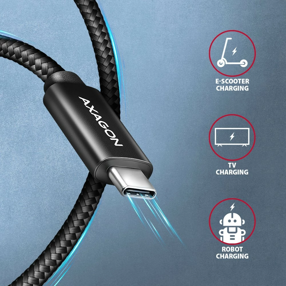 Kabllo USB-C në USB-C, AXAGON BUCM4X-CM05AB, USB4 40 Gb/s, PD 240W, 0.5 m, 8K, e zezë