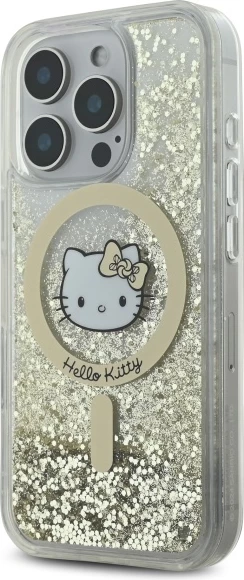 Mbështjellës Hello Kitty Liquid Glitter Fever MagSafe për iPhone 16 Pro Max, Ari