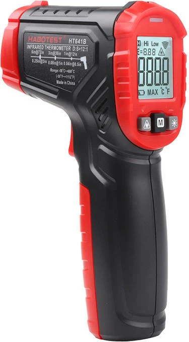 Pirometër digjital Habotest HT641B me lazer, i zi/kuq