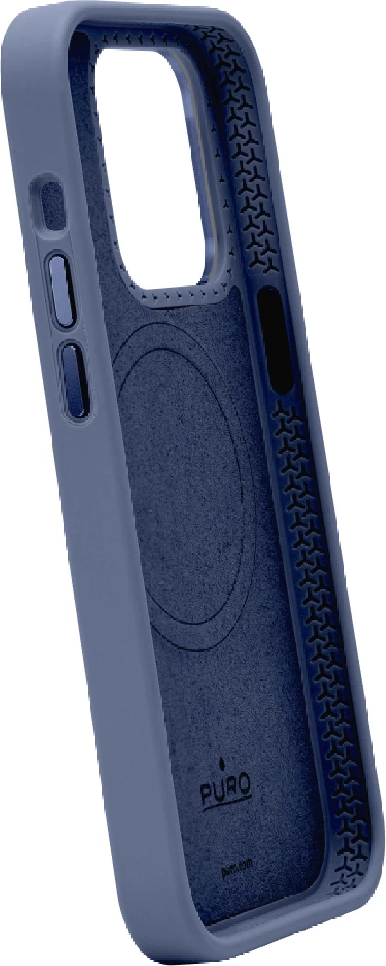Mbështjellës Puro Icon Mag Pro MagSafe për iPhone 15 Pro, silikon, Blu e errët