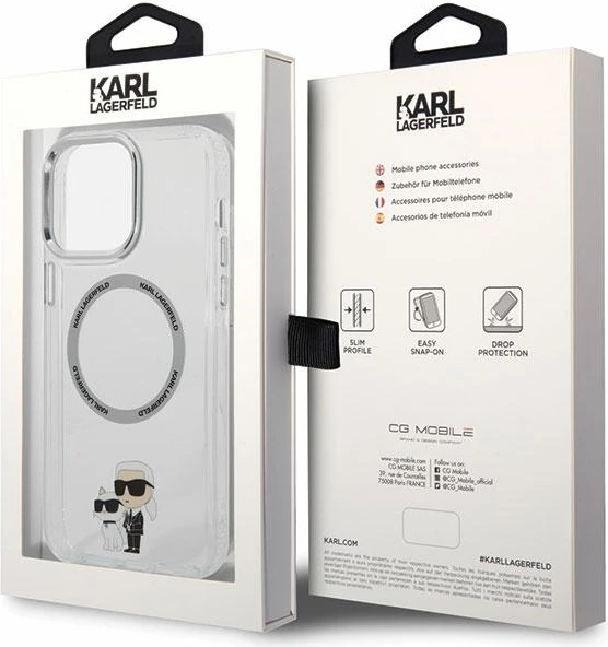Mbështjellës Karl Lagerfeld KKLHMP13XHNKCIT për iPhone 13 Pro Max 6.7", transparent, MagSafe