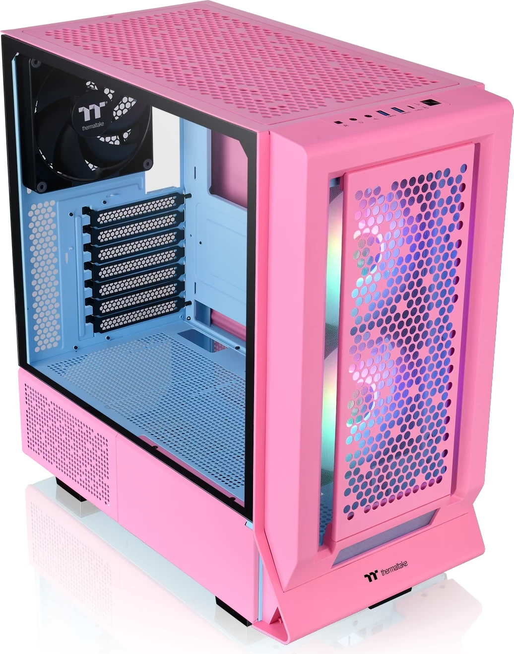 Kasë Thermaltake Ceres 350 MX Bubble Pink, Midi Tower, RGB, xham i temperuar, rozë