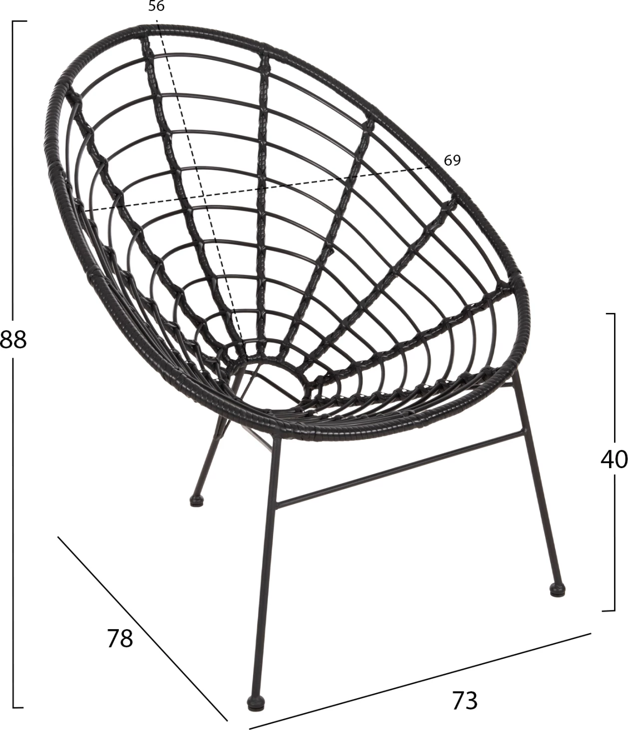 Set kopshti tavolinë & karrige Allegra FH21047.12, 3 pjesë, ratan/të zeza