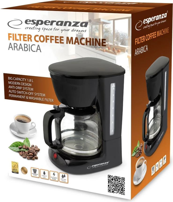 Aparat kafeje drip Esperanza ARABICA EKC005, 1.8L, i zi