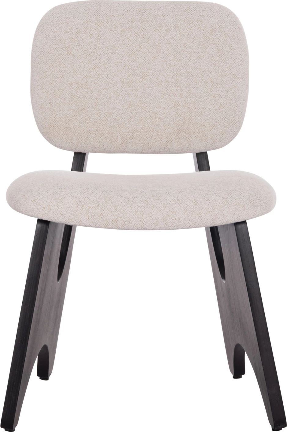 Karrige ngrënieje BELLISI, set 2 copë, stof krem i bardhë, dru i zi, FH18248.02, 53x56x78cm