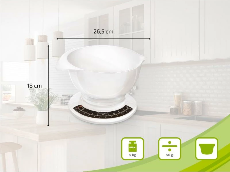 Peshore kuzhine analoge Soehnle Culina Pro 5 kg me enë 2.5 L, e bardhë (65054)