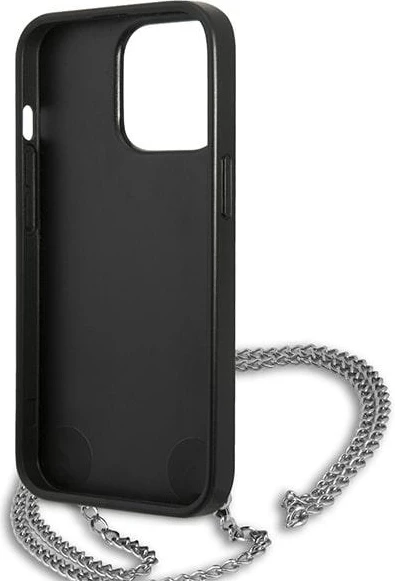 Mbështjellës Karl Lagerfeld Monogram Plaque për iPhone 13 Pro/13 6.1", i zi, me zinxhir