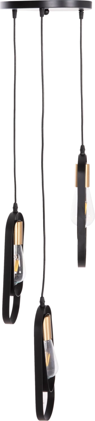 Llambë tavani varëse BIUT, metal i zi, mbajtëse ari, 3 drita, FH7528.11, 23x139cm
