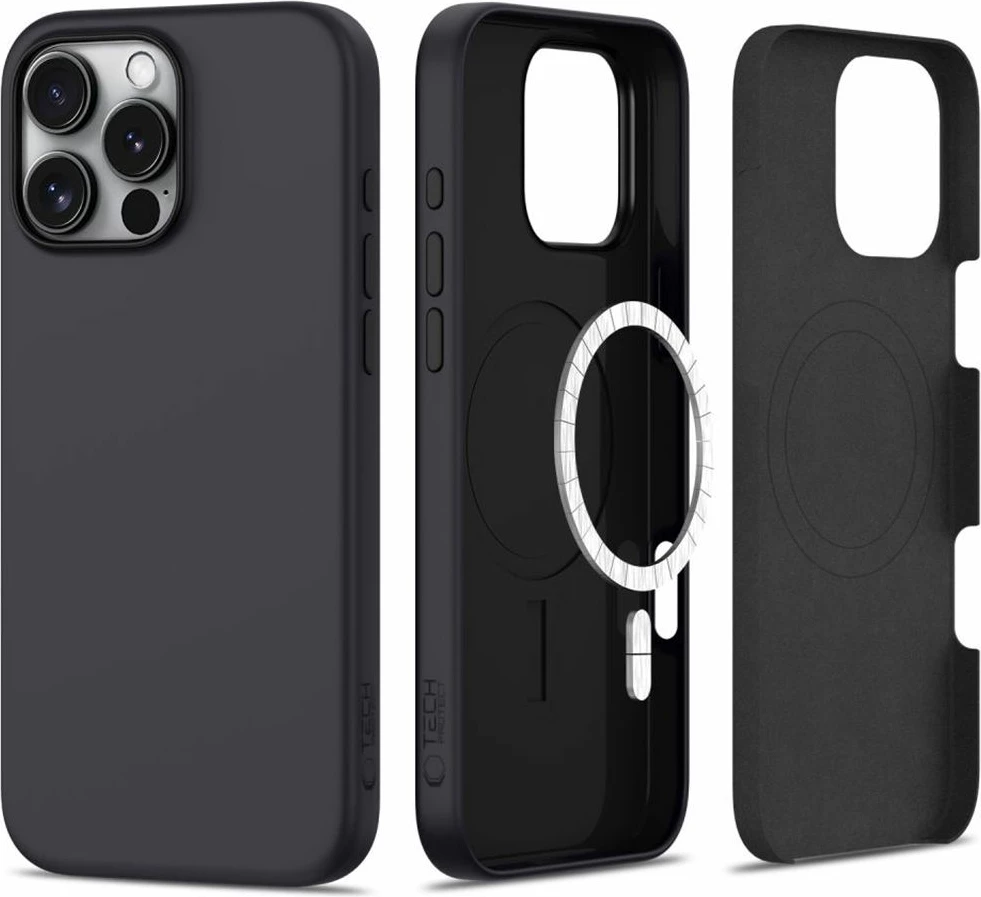 Mbështjellës Tech-Protect Silicone MagSafe për iPhone 16 Pro, i zi