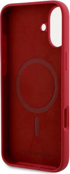 Mbështjellës Karl Lagerfeld Silicone KC Heads Ring MagSafe për iPhone 16 Plus, Kuq