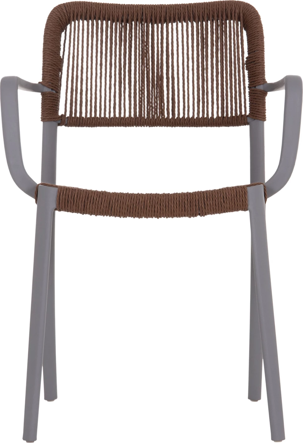 Karrige për jashtë STRIDER, polipropilen gri, litar kafe, 57x53x80cm, set prej 5 copësh