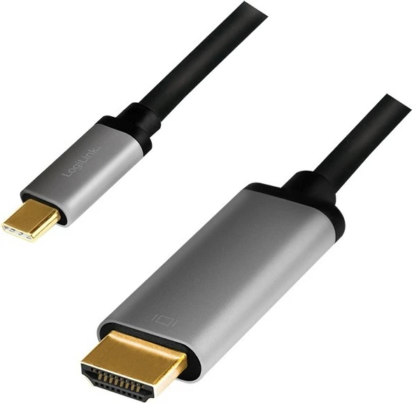 Kabllo USB-C në HDMI LogiLink CUA0101, 1.8m, 4K 60Hz, Zezë/Gri