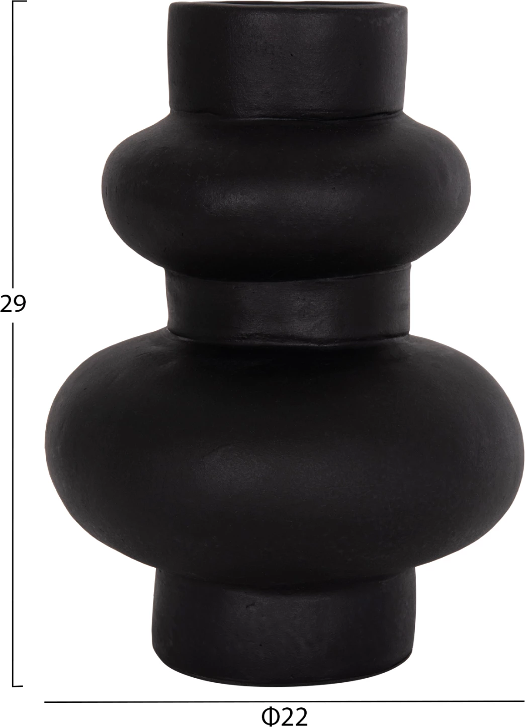 Vazo dekorative tavoline LEMA, terrakotë e zezë, FH4664.01M, 22x29cm