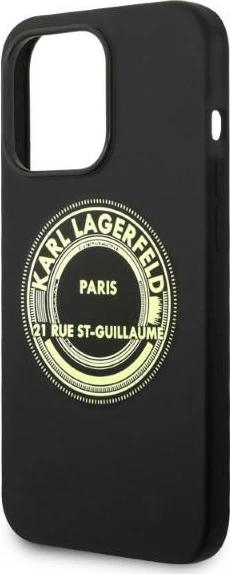 Mbështjellës Karl Lagerfeld Silicone RSG për iPhone 14 Pro, i zi