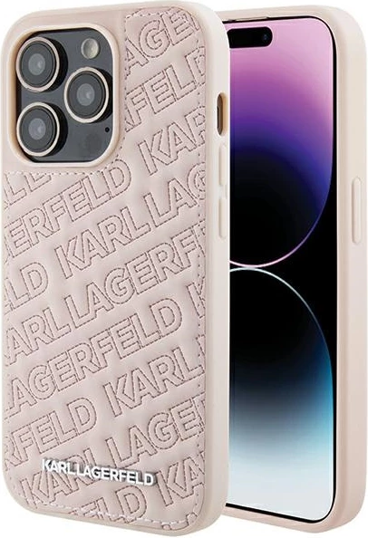 Mbështjellës Karl Lagerfeld Quilted K Pattern për iPhone 15 Pro Max, Rozë