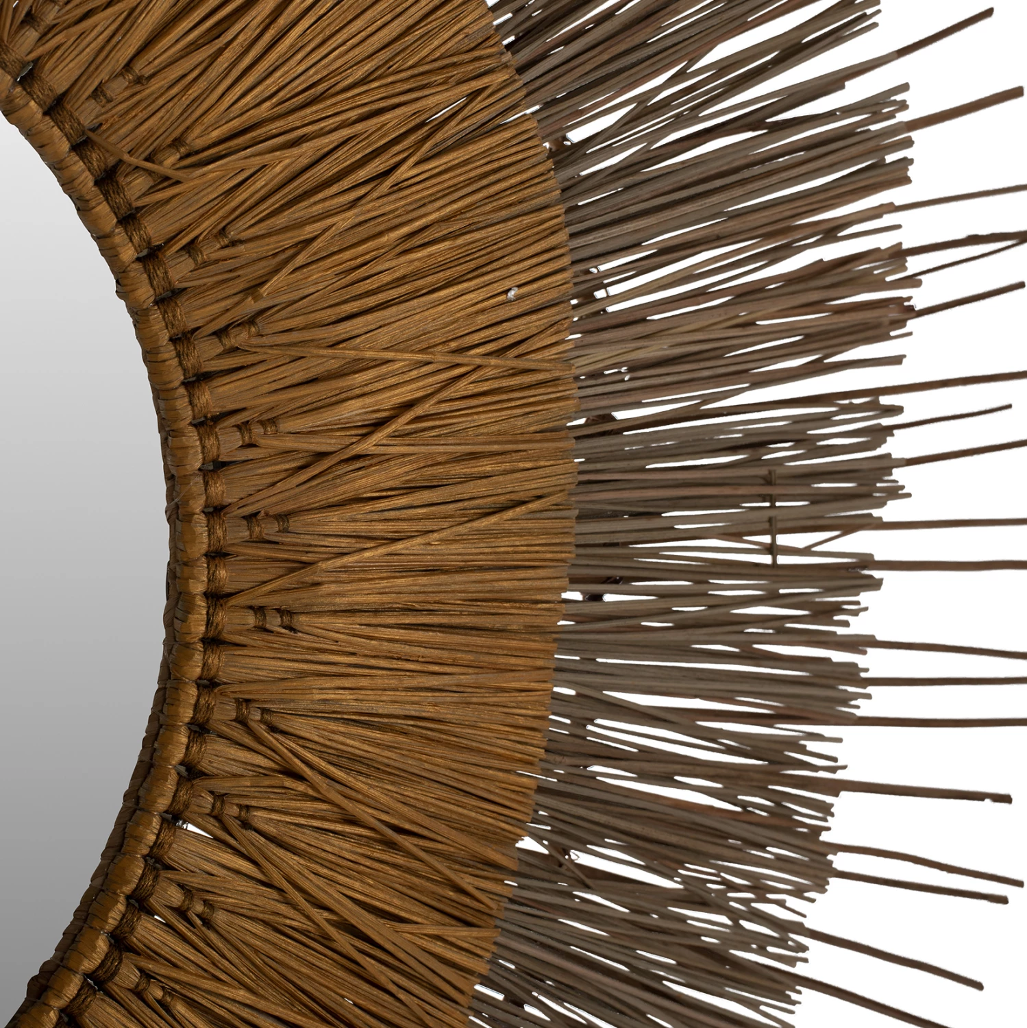 Pasqyrë me kornizë bari Mendong, ngjyrë natyrale-ari, Φ105 cm, FH7798