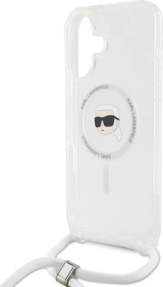 Mbështjellës Karl Lagerfeld Crossbody IML Karl Head MagSafe për iPhone 16, Transparent