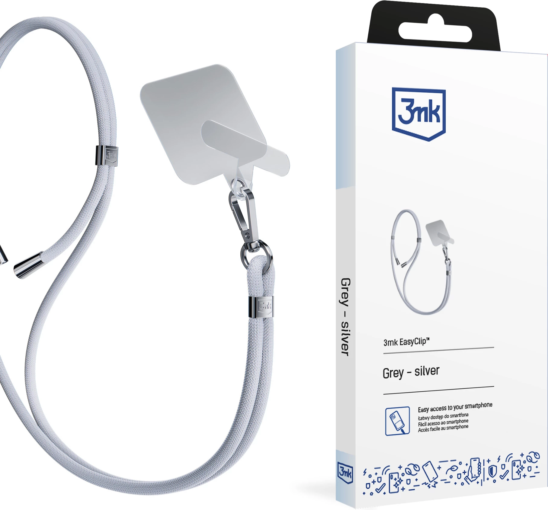 Litar për celular 3mk EasyClip, Gri