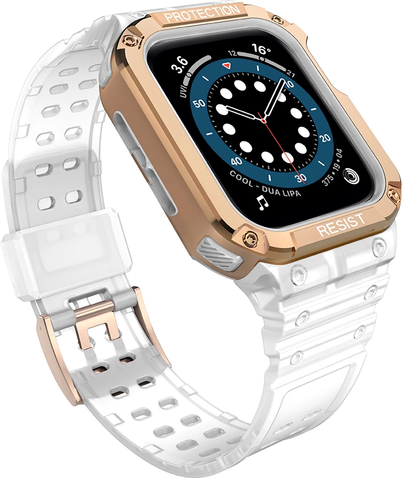 Rrip me mbështjellës Hurtel për Apple Watch 7/6/5/4/3/2/SE, 45/44/42mm, Bardhë/Rozë Gold