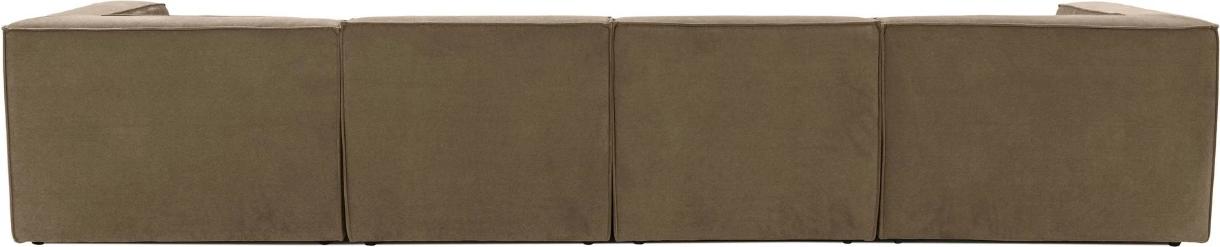 Këndore Sora me pouffe, kornizë druri, pëlhurë lino, kafe, 350x65x190cm