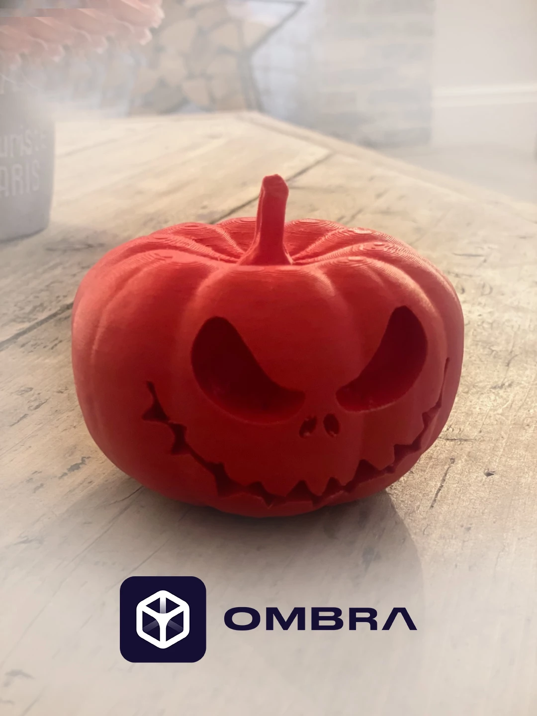 Skulpturë Dekorative në formë Kungulli me fytyrë të gdhendur - e portokalltë