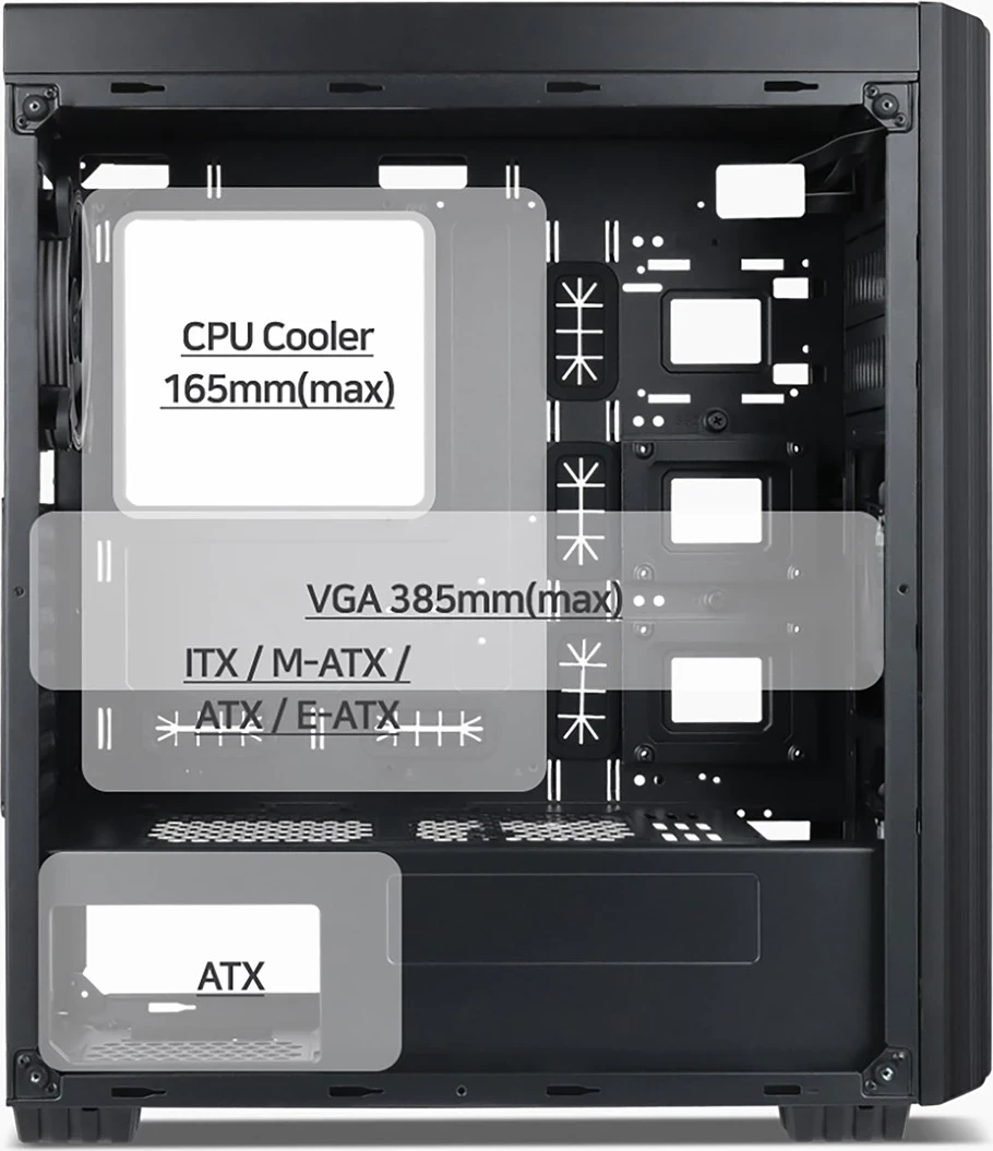 Kasë Kompjuteri GEMBIRD Fornax K500, Midi Tower, e Zezë