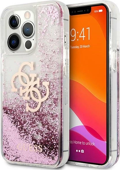 Mbështjellës Guess GUHCP13XLG4GPI për iPhone 13 Pro Max 6.7", hardcase, 4G Big Liquid Glitter, rozë
