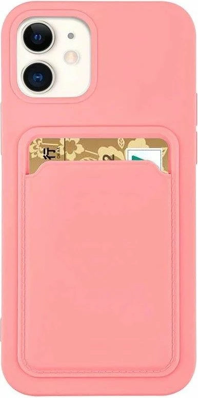 Mbështjellës silikoni Hurtel për Samsung Galaxy A72 me xhep për kartela, Rozë