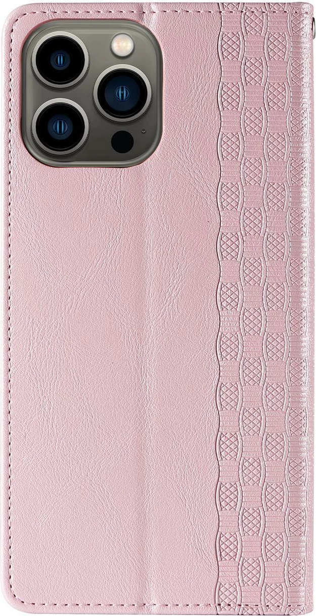 Mbështjellës Hurtel Magnet Strap Case për iPhone 14, flip wallet me rrip dore, rozë