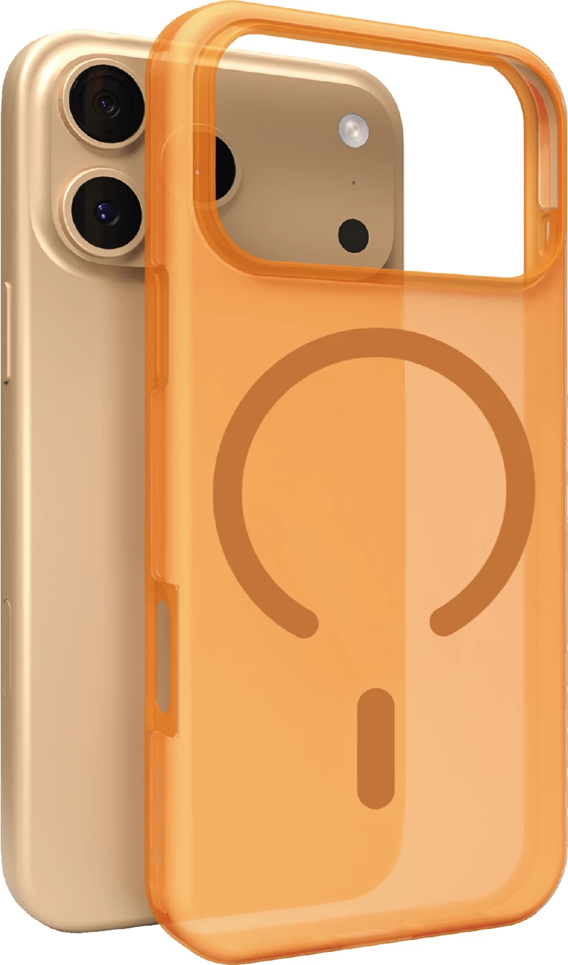 Mbështjellës, Puro, Daylight, për iPhone 17 Pro Max, MagSafe kompatibil, silikon + PC, 1 mm, portokalli gjysmë-transparent