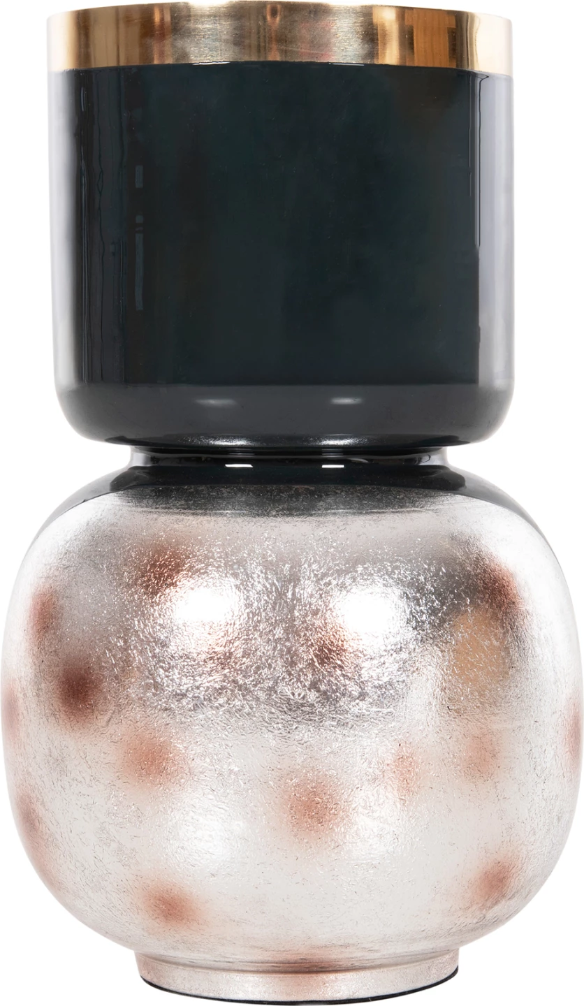 Vazo tavoline LINGON FH4233.05 metalike, ngjyrë blu antracit-argjend i furçuar, Φ21x37,5H cm