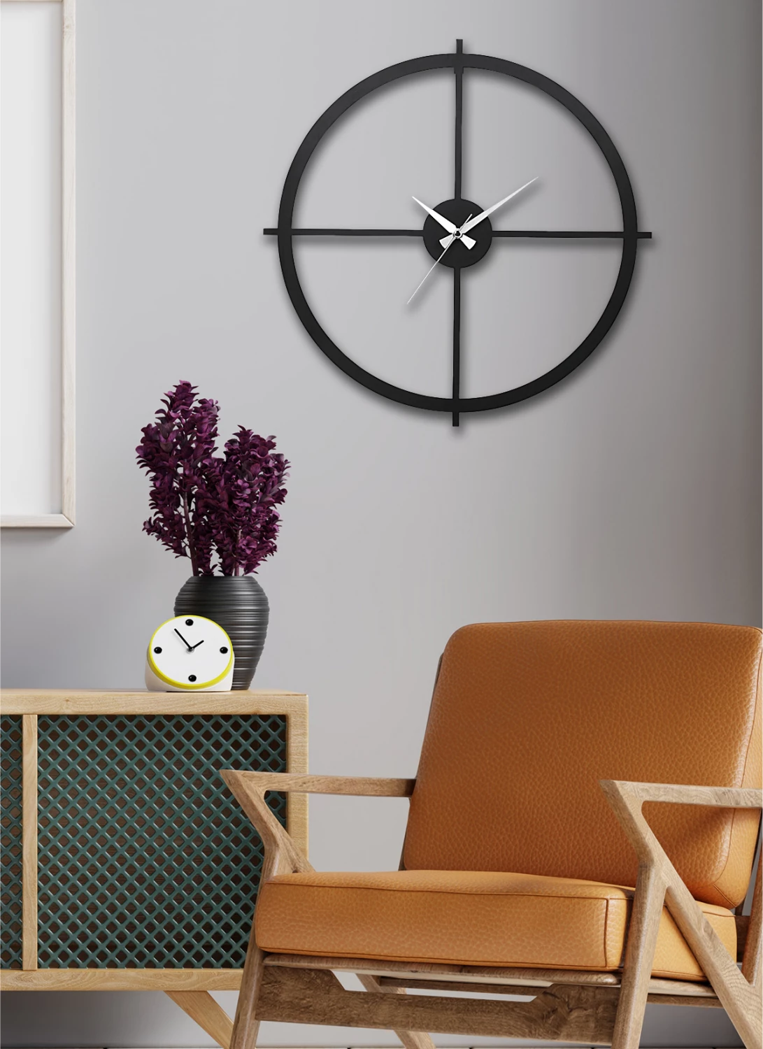 Orë muri metalike e zezë FH7450 Φ50 cm