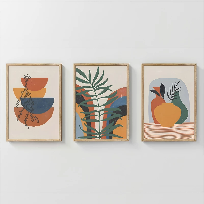 Set pikturash murale në kornizë Alenza, triptik, print digjital, 33x1.5x48cm