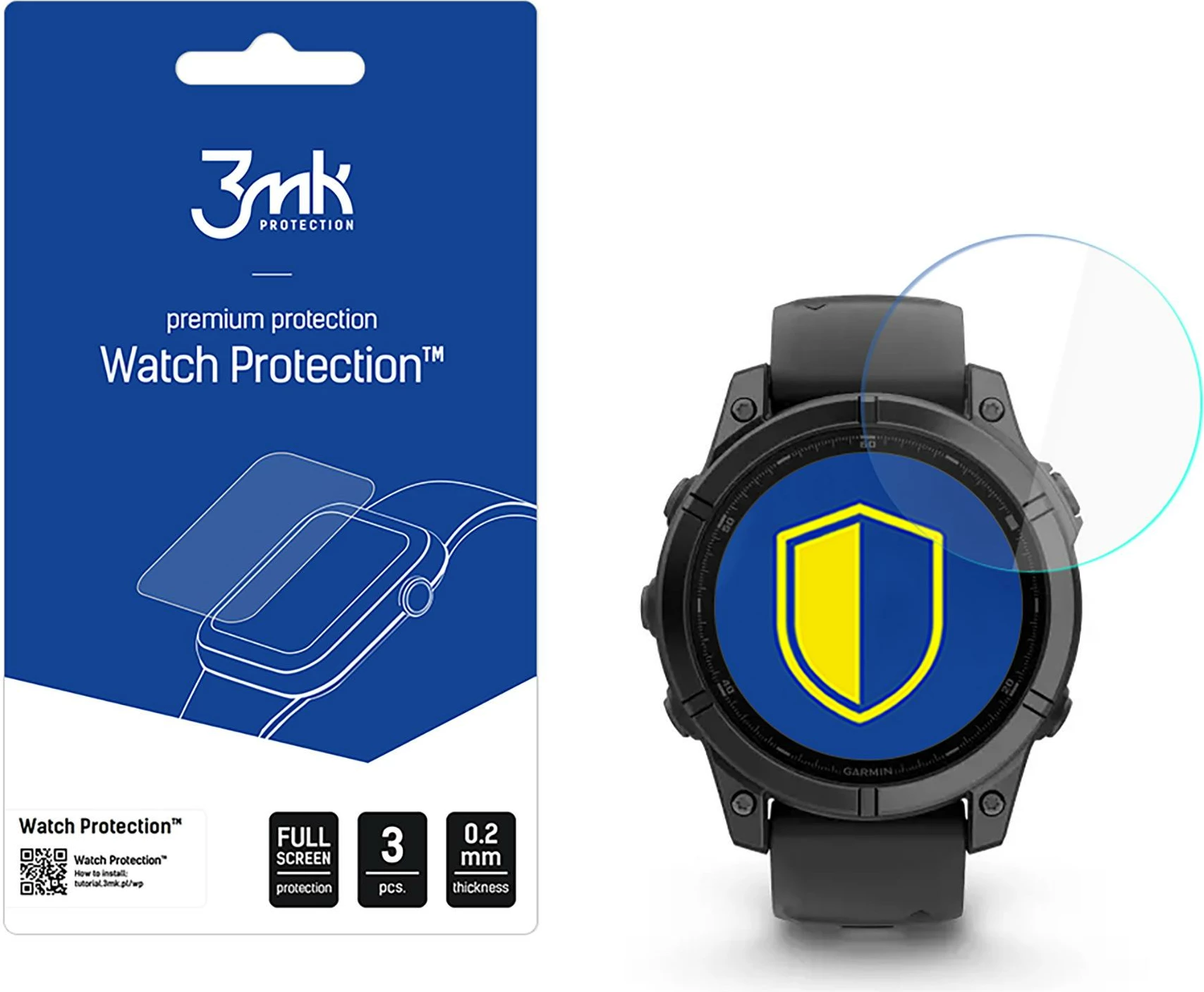 Xham mbrojtës për orë Garmin Fenix E 47mm 3mk Protection Hybrid Glass