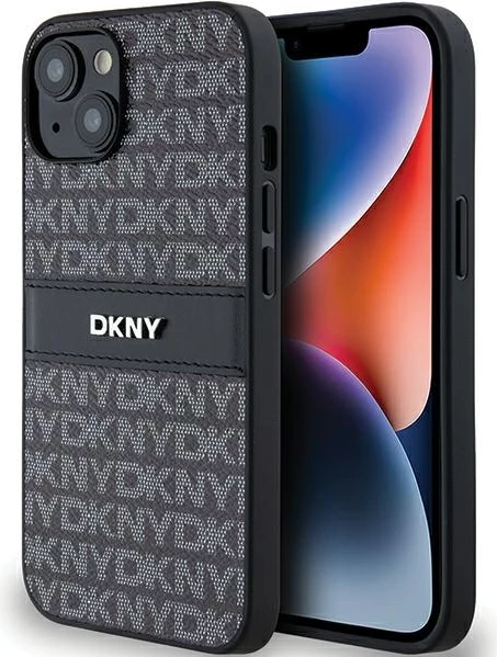 Mbështjellës DKNY Mono Stripe & Metal Logo për iPhone 15/14/13, i zi