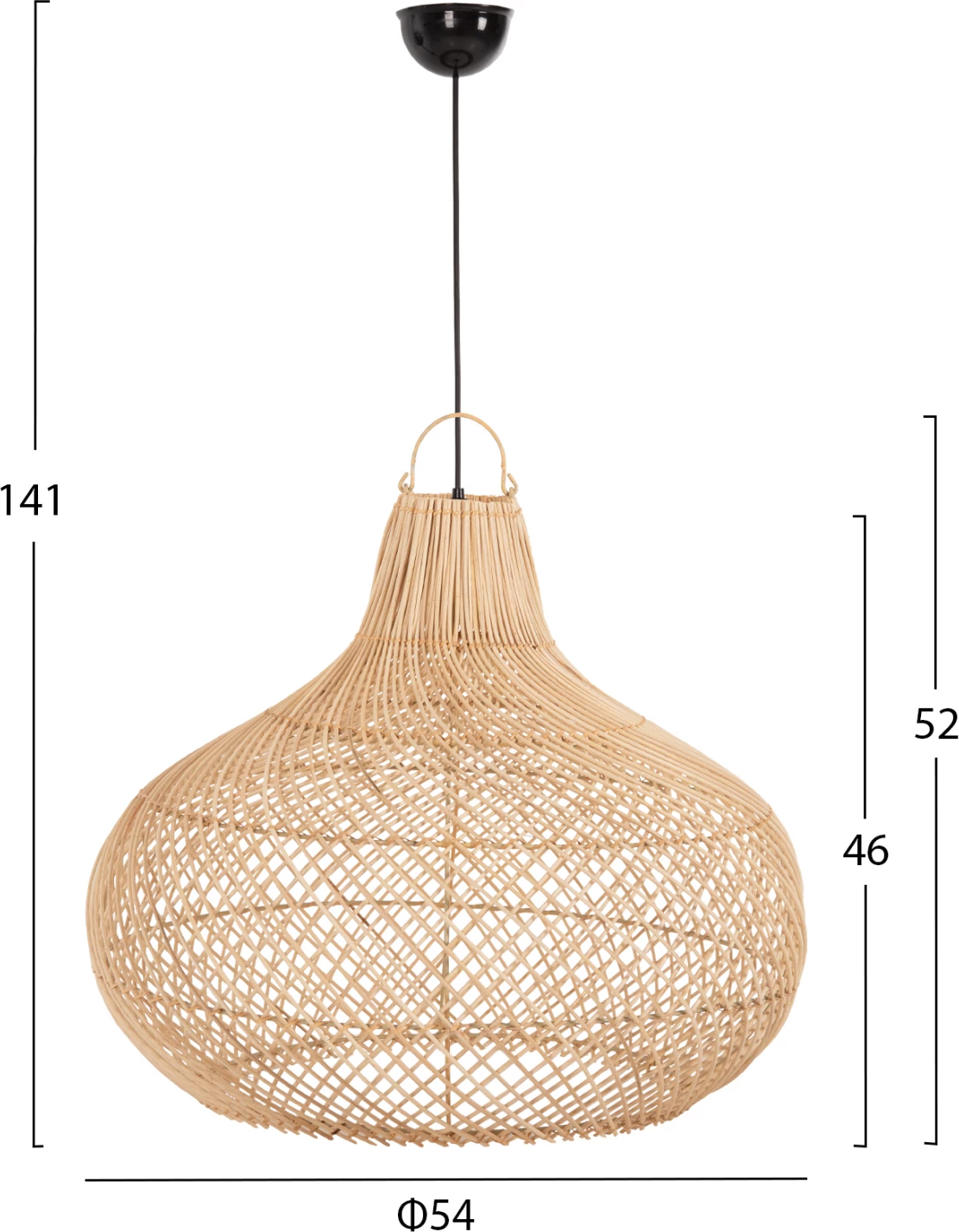 Llambë tavani varëse, ratan natyral, ngjyrë natyrale, FH7860, 54x46-141cm