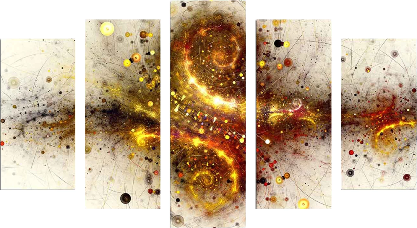 Pikturë dekorative 5 pjesëshe, dizajn eksplozioni, MDF, FH7206.07, 100x60x0.3cm