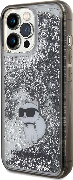 Mbështjellës Karl Lagerfeld Liquid Glitter Choupette për iPhone 13 Pro Max, Transparent, Silver